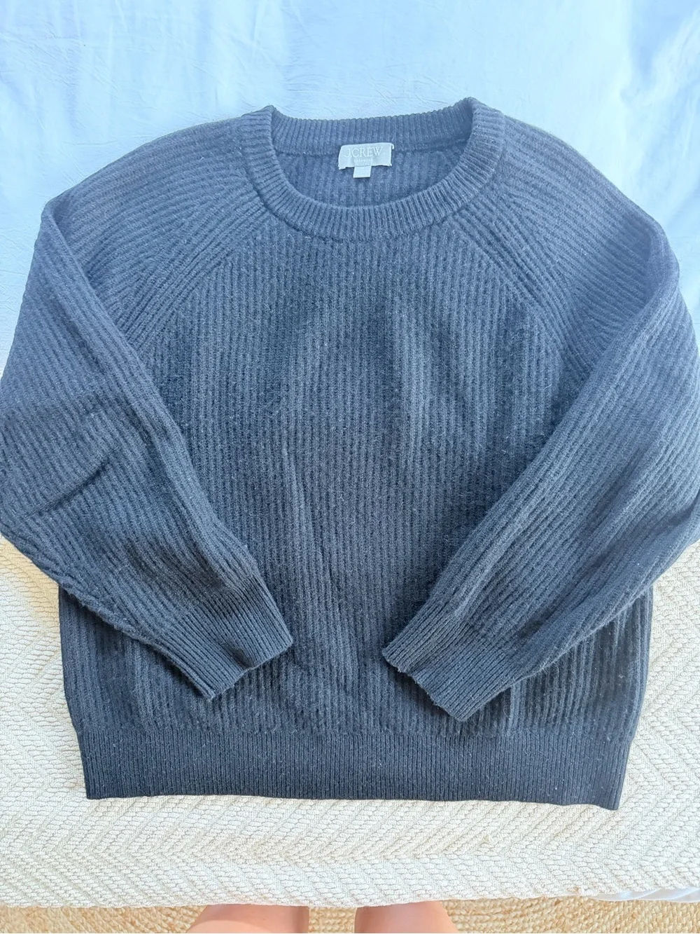 J.Crew Women’s Cashmere Black Ribbed Crewneck Sweater
